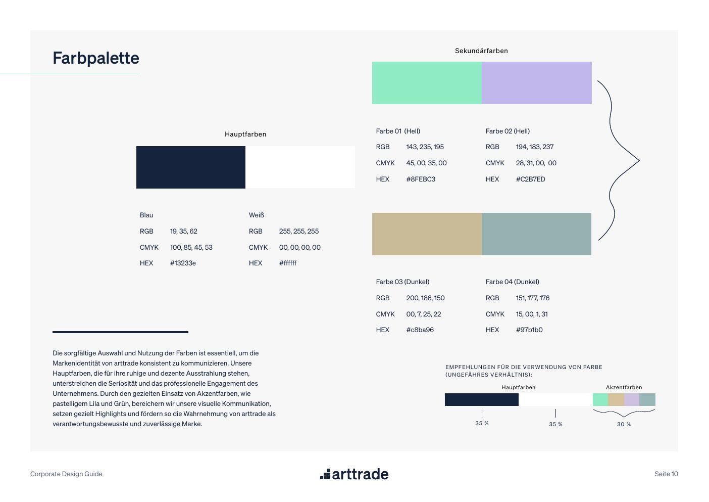 Farbpalette des arttrade Corporate Designs