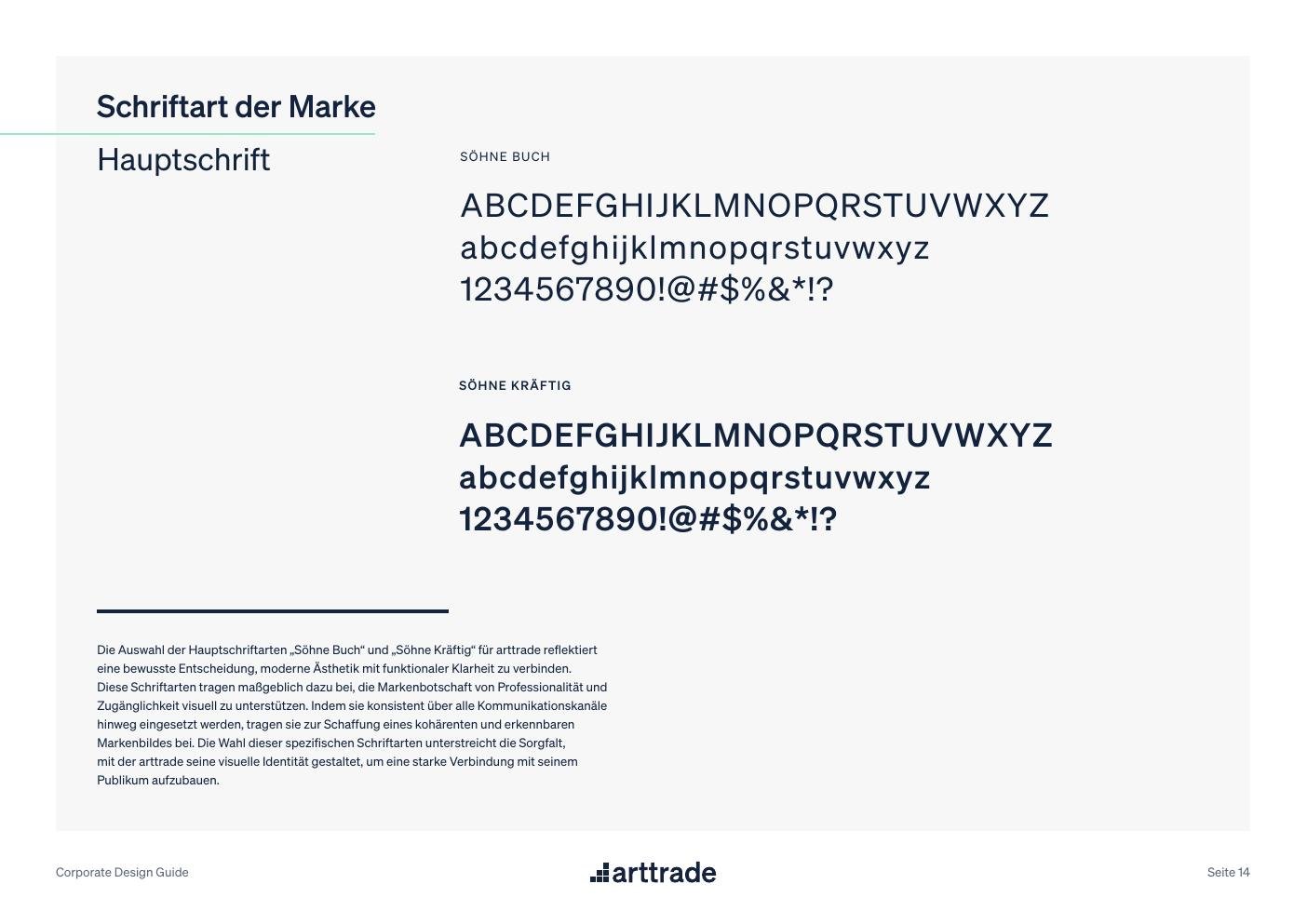 Typografie des arttrade Corporate Designs